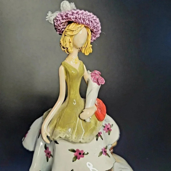 AppleTree Design Young Lady In Dress Porcelain  Figurine with crochet hat - Picture 6 of 12